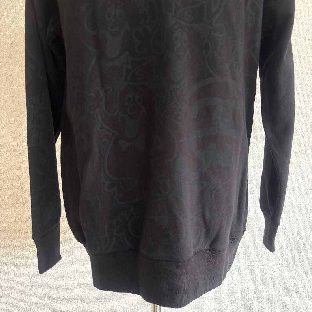 Stussy all over pattern sweatshirt L black character logo design good quality thumbnail 8