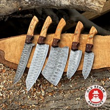 Hand Forged Damascus Steel Chef Set Kitchen Camping Knife Set