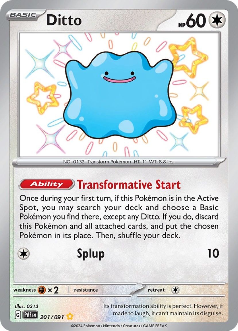 Ditto - 201/091 - Pokemon Paldean Fates Shiny Rare Card NM