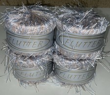Lot of 4 Flutter Eyelash Yarn Skeins Color 61 Silver W/ Hint Blue/Pink 75 yds