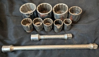 Vintage Wright Tools 3/4'' Dr 12pt Socket Set With Extensions 2-3/8'' To 1-1/16''