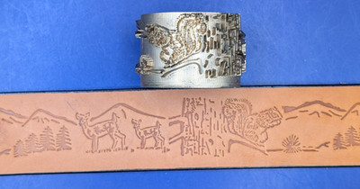 Leather Embossing Machine Roller Squirrel and Deer's pattern #4202 Solid Brass