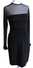 TADASHI Cocktail Dress Black Cut Out Mesh Stretch women’s Medium Long Sleeve 