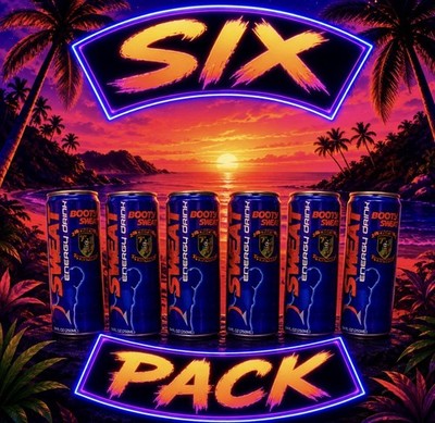 6 Cans Booty Sweat Energy Drink Tropic Thunder Movie Prop FREE SHIPPING!