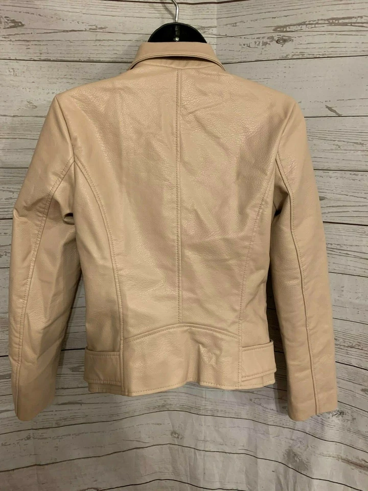 BB Dakota Women’s Motorcycle Faux Leather Jacket Zipper Front Ivory / Pink Sz XS - Image 4 of 4