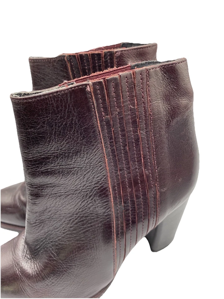 Botines Zara Chelsea para mujer 38/7,5 rojo púrpura cuero punta tacón bloque Foto 4 de 4