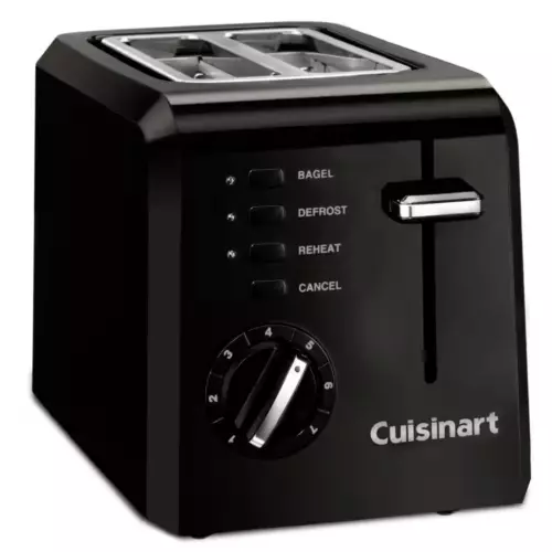 Cuisinart Compact 2-Slice Black Wide Slot Toaster with Crumb Tray