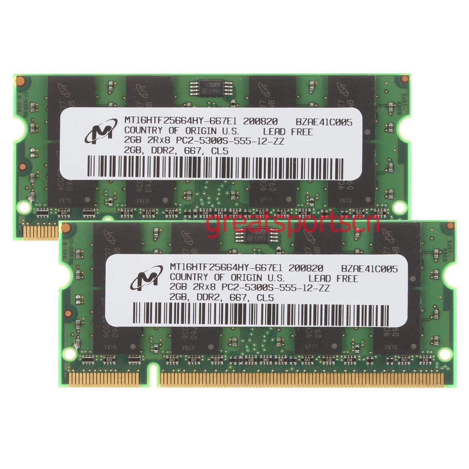 Micron 8GB 4x 2GB PC2-5300 DDR2-667MH​z SODIMM Memory For Lenovo ThinkPad T61 - Image 2 of 4