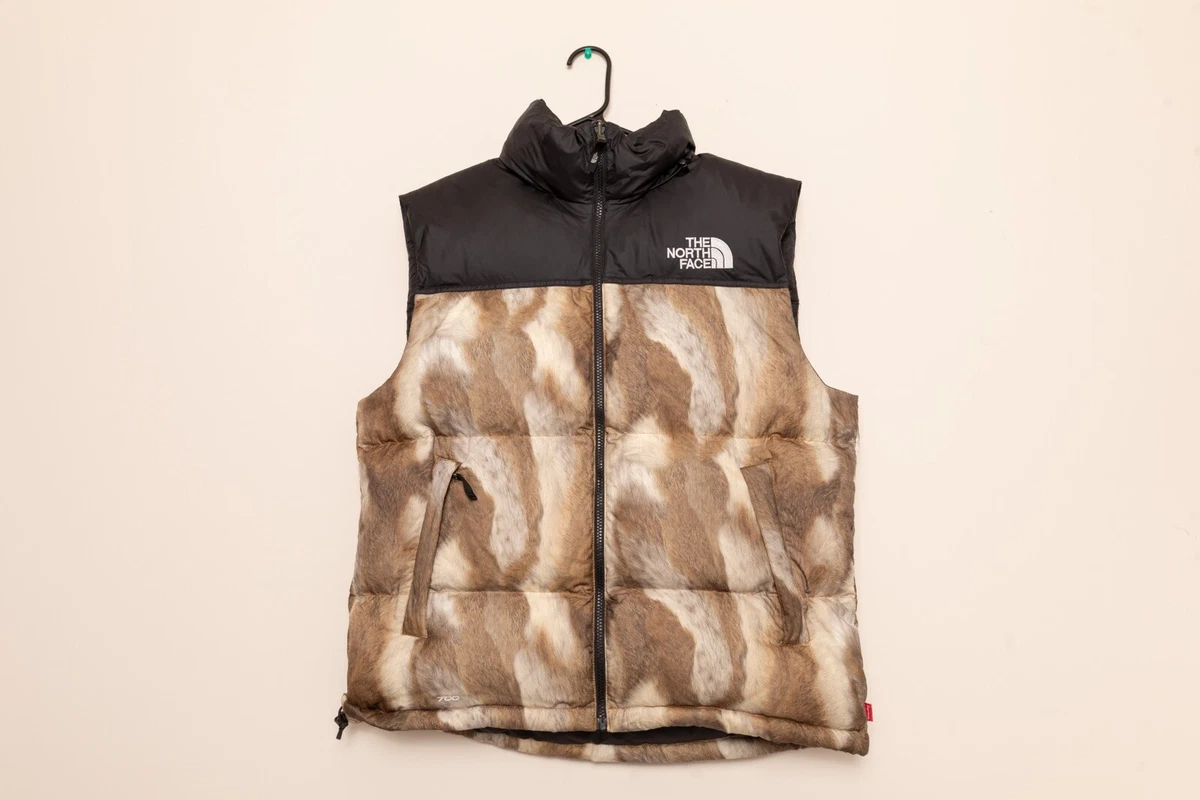 SUPREME x THE NORTH FACE Fur Print Nuptse Vest Jacket Size Large FW 2013