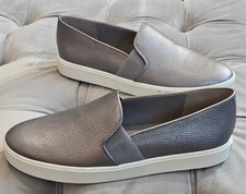 Vince. Blair Silver Leather Slip On Fashion Sneakers Womens Shoes Flat 39 9 225