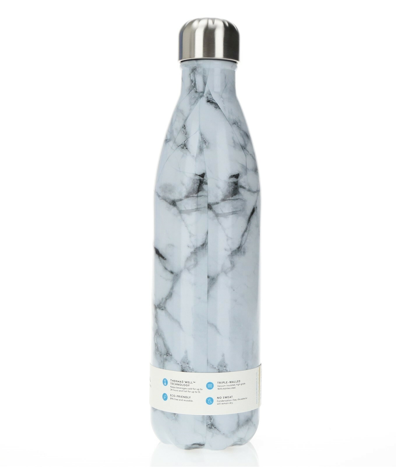 S'well 251914 Vacuum Insulated Stainless Steel Water Bottle 25 oz White Marble