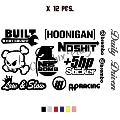 JDM Stickers Pack Car Motorcycle Racing Motocross Helmet Vinyl Decals Lot X 12