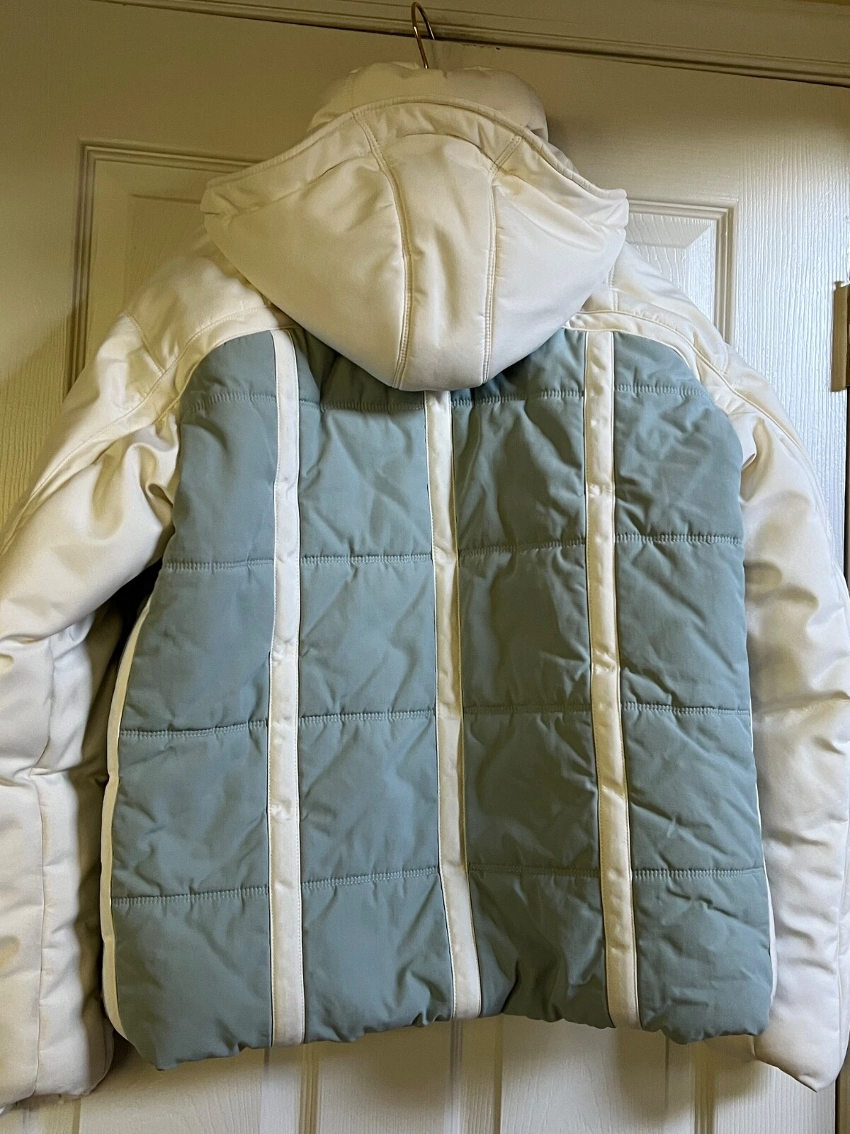 GIACCA CHANEL 01A VINTAGE IDENTIFICAZIONE PUFFER BLU ECRU MUS LOGO CC 40 38