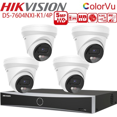 Hikvision 4CH Security Camera System 5MP ColorVu Smart Hybrid Light MIC Lot US