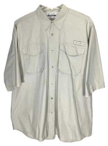Columbia Shirt Men's 2XL Beige Short Sleeve Button Down Cape Vented Fishing