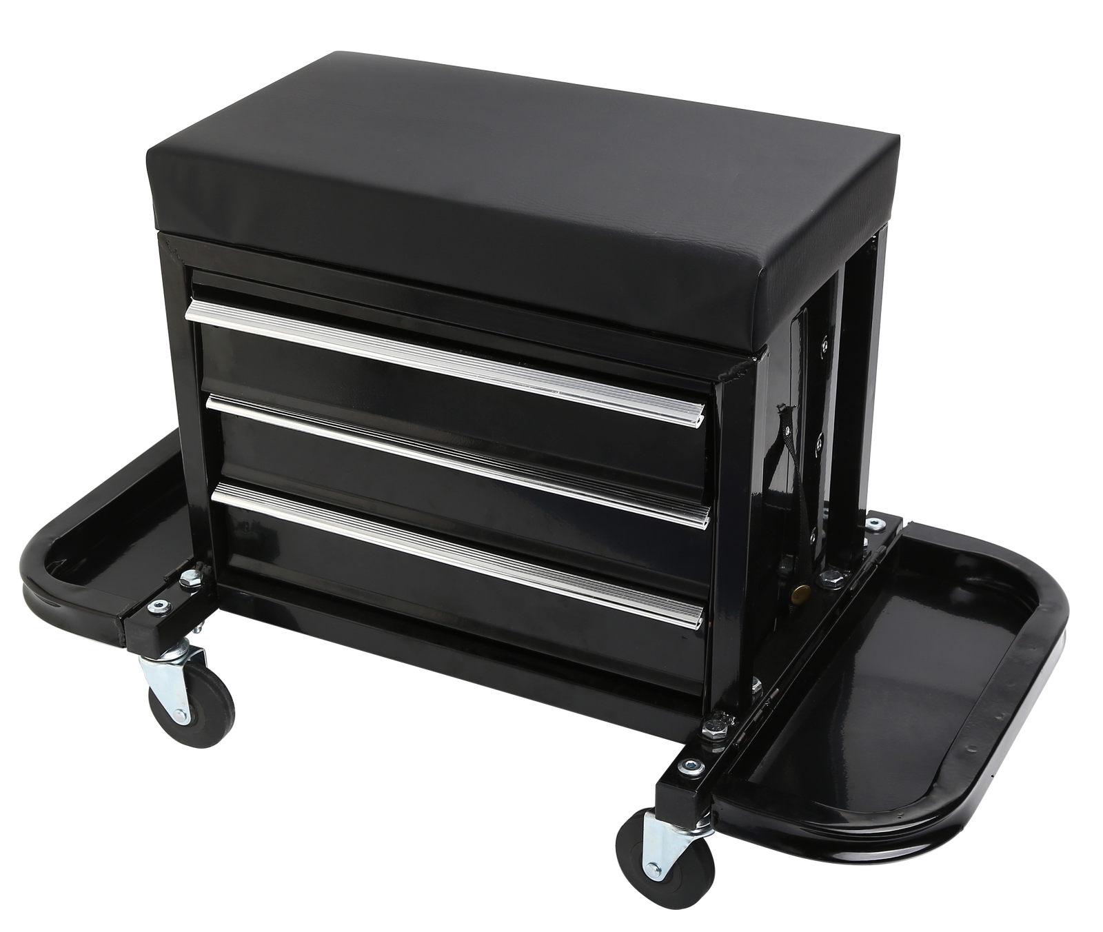 Mechanics Roller Seat Tool Box 350LB w/ Pads 3Drawer,Cushion