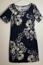Size Medium UK 14 Adini NWT Navy Blue Floral Dress RRP £65 Wedding Stretch New