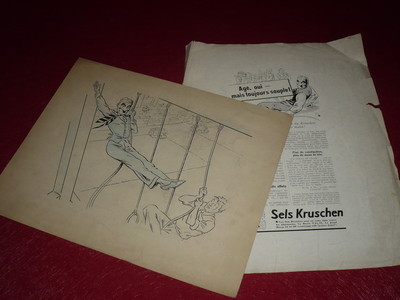 DESSIN PRESSE BD Marcel Thierry Original Albert CAMUS   Encre Pub Sels KRUSCHEN