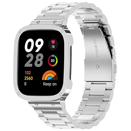 GIOPUEY Cinturini Compatibile con Xiaomi Redmi Watch 3, Acciaio (Y1O)