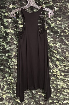 lily bleu beach dress Tank Top Sheer Mesh Front Flowy Sides Black Womens Small New smock around the waist