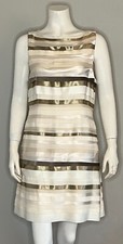 Alice + Olivia Ivory Multi 100% Silk Tiered Ribbon Dress SZ 12 EXQUISITE
