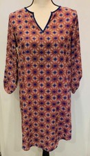 Anthropologie Tea n Rose Womens S Tunic Dress 3/4 Roll Tab Sleeve V Neck Cutaway