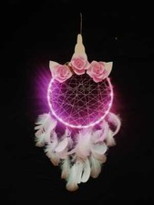 Dream Catcher Handmade Home Decoration with Lights Feather Wall Hanging Pink NEW