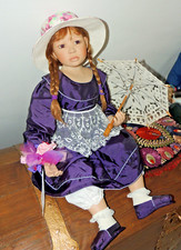 Christine Orange Künstlerpuppe-96cm-mit Schirm und Hut