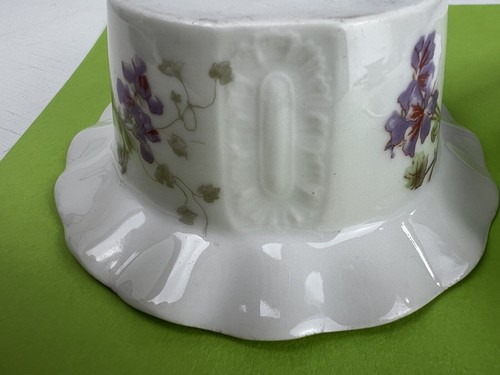 Limoges Lilac Floral Pattern Victorian Finger Bowl + Plate Porcelain Bridgerton - Picture 6 of 10