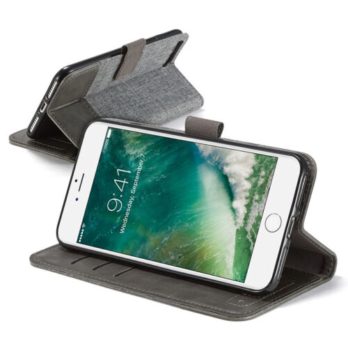 Canvas Leather Magnetic Flip Stand ID Wallet Card Case Cover For Cell Phones - Picture 24 of 35
