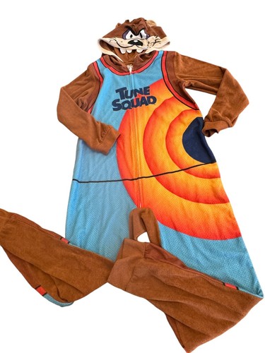 Space Jam Pajamas Union Suit One Piece Costume Taz Tune Squad Boys Medium Hoodie