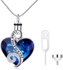 Heart URN Necklace 925 Sterling Silver Cremation Jewelry for Ashes for Women Men