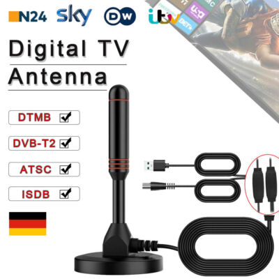 DVB-T2 HD Antenne Verstärker 30DBi + 5M KabelFernsehkanäle Free TV Programme DE