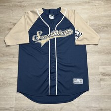 San Diego Padres Dynasty Blank Embroidered Jersey Navy Tan Mens Size Large A