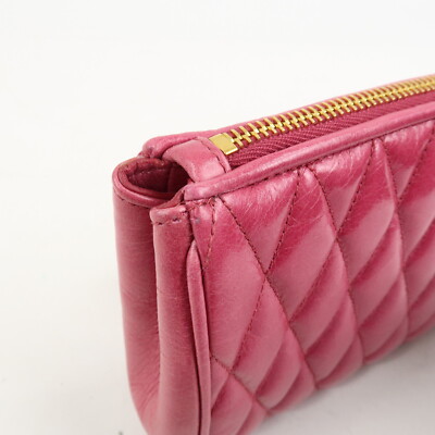 MIU MIU / ポーチ/レザー/ピンク/5NE455 MIU MIU Logo Leather Clutch Bag Pouch Pink 5NE455 Authentic Used F