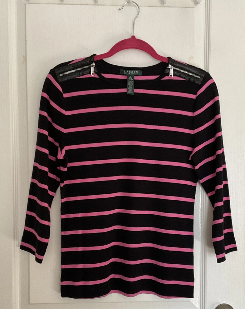 Pink and black store striped t shirt