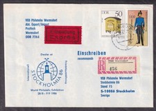 Registered letter express mail Wernsdorf Stockholm exhibition Stockholmia 1986