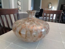 Beautiful  10” Tall Art Glass Pillow Vase Gray w/Foil Inclusions EUC!