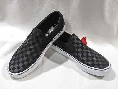 Vans Men's Classic Checkerboard Black Slip On Skate Shoes