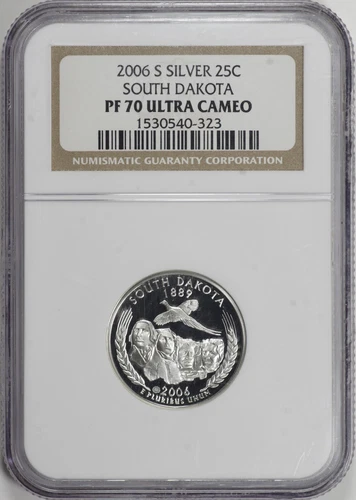 2006-S Proof SILVER South Dakota State Quarter 25c NGC PF70 UCAM [BN323]