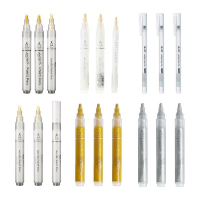 Acrylic Paint Pen Set Metallic Paint Pen Gold/Silver/White Acrylic Marker Set