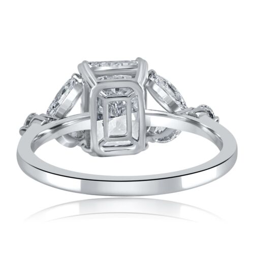 Bague diamant IGI 2,68 TCW E-VVVS2 taille brillante rayonnante en laboratoire or blanc 14 carats - Photo 2 sur 10