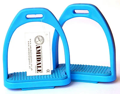 AMIDALE SPORTS POLYMER STEIGBÜGEL REITEN ALLE HIMMELBLAU FARBE AMIDALE 4,00" & 4,75" NEU MIT ETIKETT