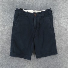 Abercrombie Kids Shorts Youth Boys 12 Chino Flat Front Navy w 8" Inseam
