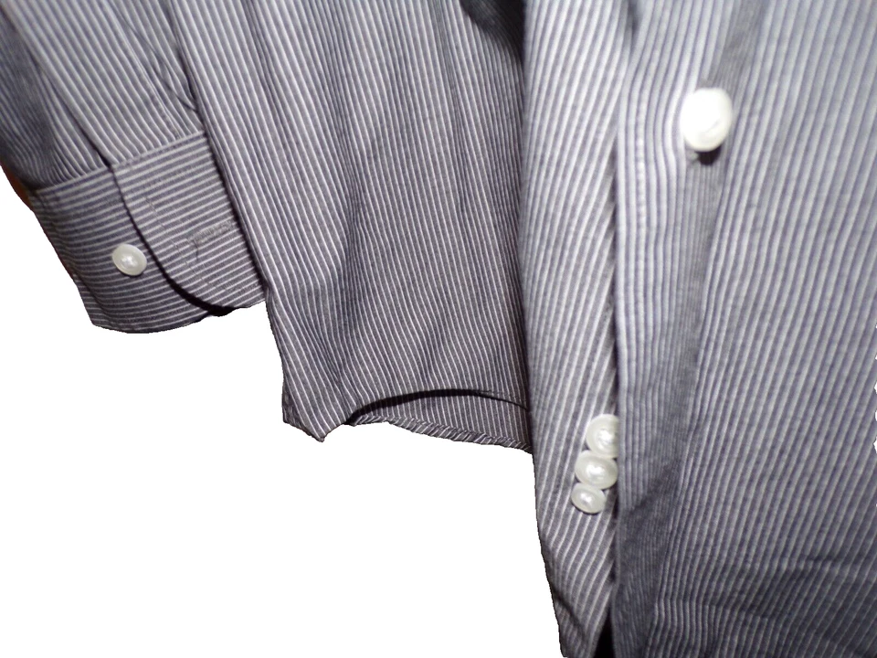 2 camisas masculinas XL Joseph Abbou 17.5 34/35 azul croft/barrow listra branca cinza MR - Imagem 4 de 4