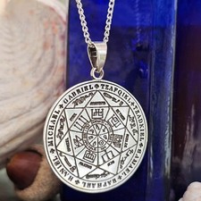 Erzengel 7 Siegel Anhänger Engel Amulett Echt 925 Sterling Silber Halskette &...