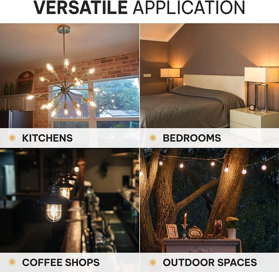 Hudson Vintage LED Edison Light Bulbs 60W (6 Pack)- E26/E27 Base 2200K - Image 3 of 4