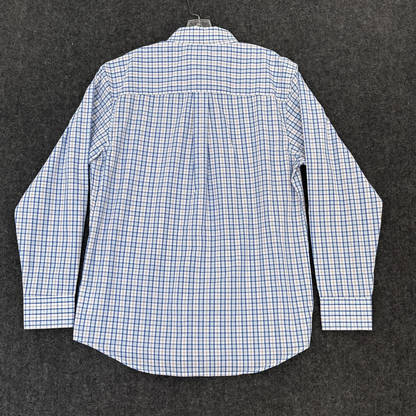 Wrangler Riata Shirt Men's Large Blue White Plaid Button Up Casual Pocket