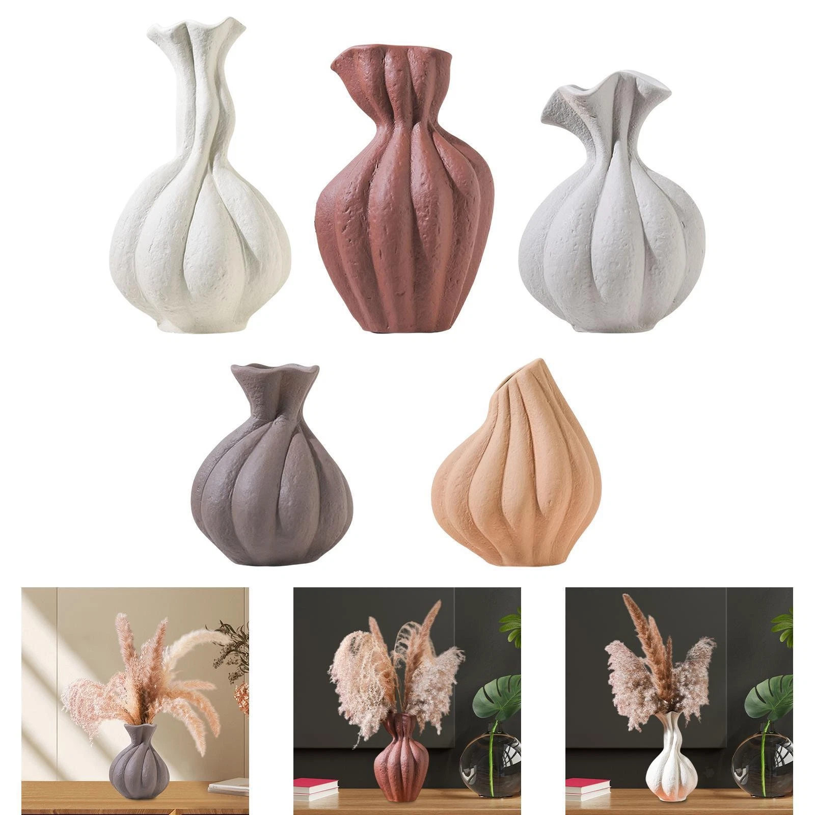 Ceramic Flower Vase Decorative Vase Modern Minimalist Stylish Floral Container