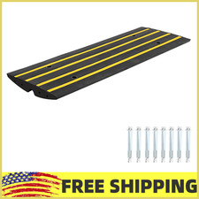 1Pack 48"Curb Ramp w/Water Channel,Heavy Duty Recycled Rubber Driveway Ramp,Car